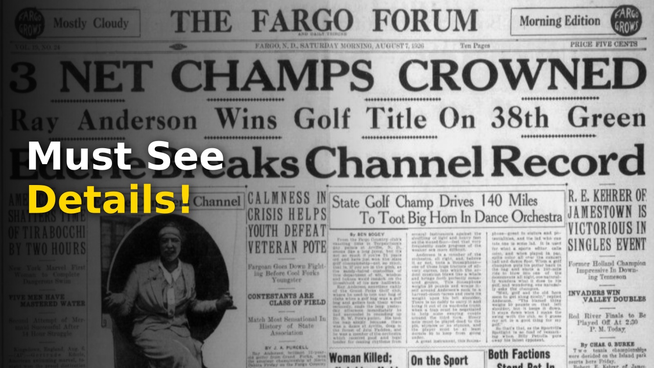 Today in History, 1926: Grand Forks golfer narrowly beats Fargo man for state amateur championship