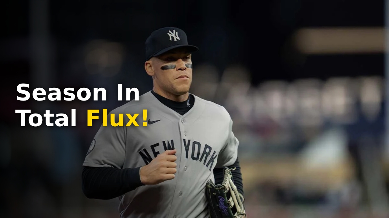 Aaron Judge in Yankees uniform during a tense baseball game