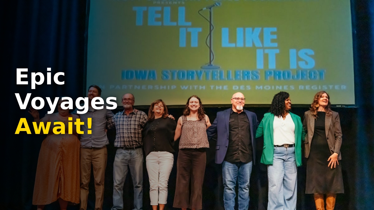 An audience gathered at Hoyt Sherman Place for the Iowa Storytellers Project 2026 event