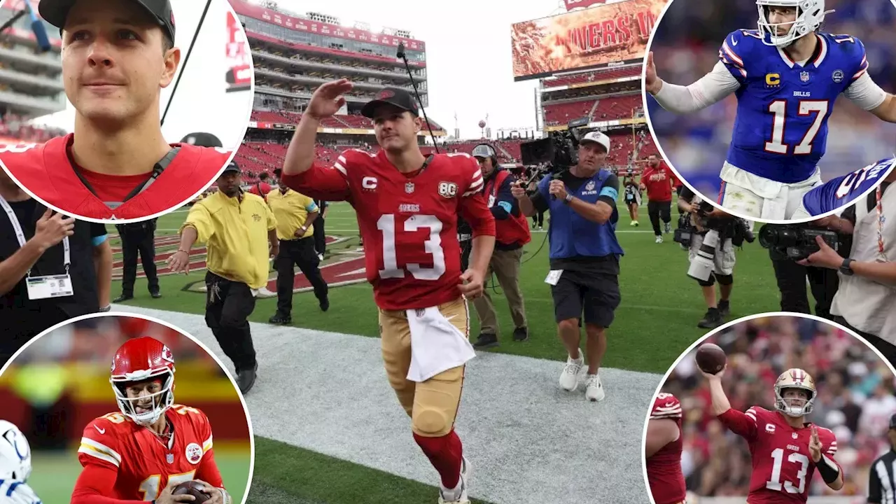 Brock Purdy throwing a touchdown pass for the San Francisco 49ers in 2026