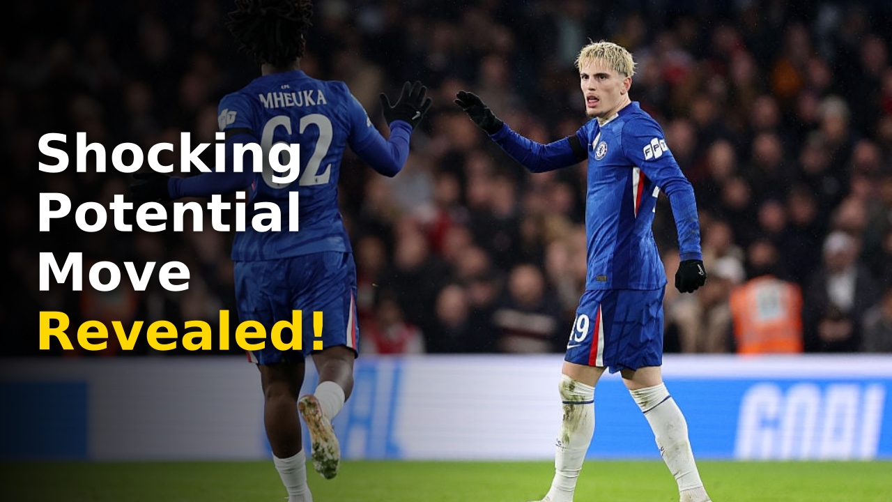 Chelsea transfer news headline featuring Celtic stadium and airport logistics