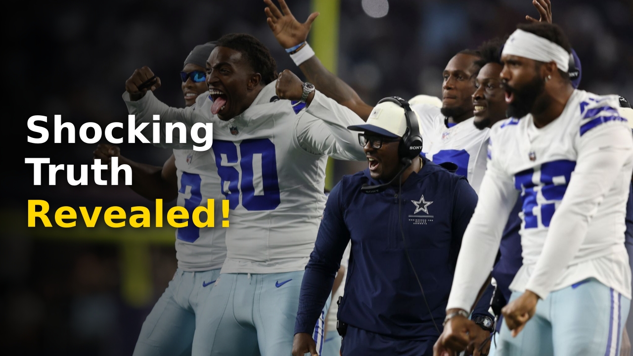 Dallas Cowboys logo on a helmet with stadium lights in the background representing playoff chances
