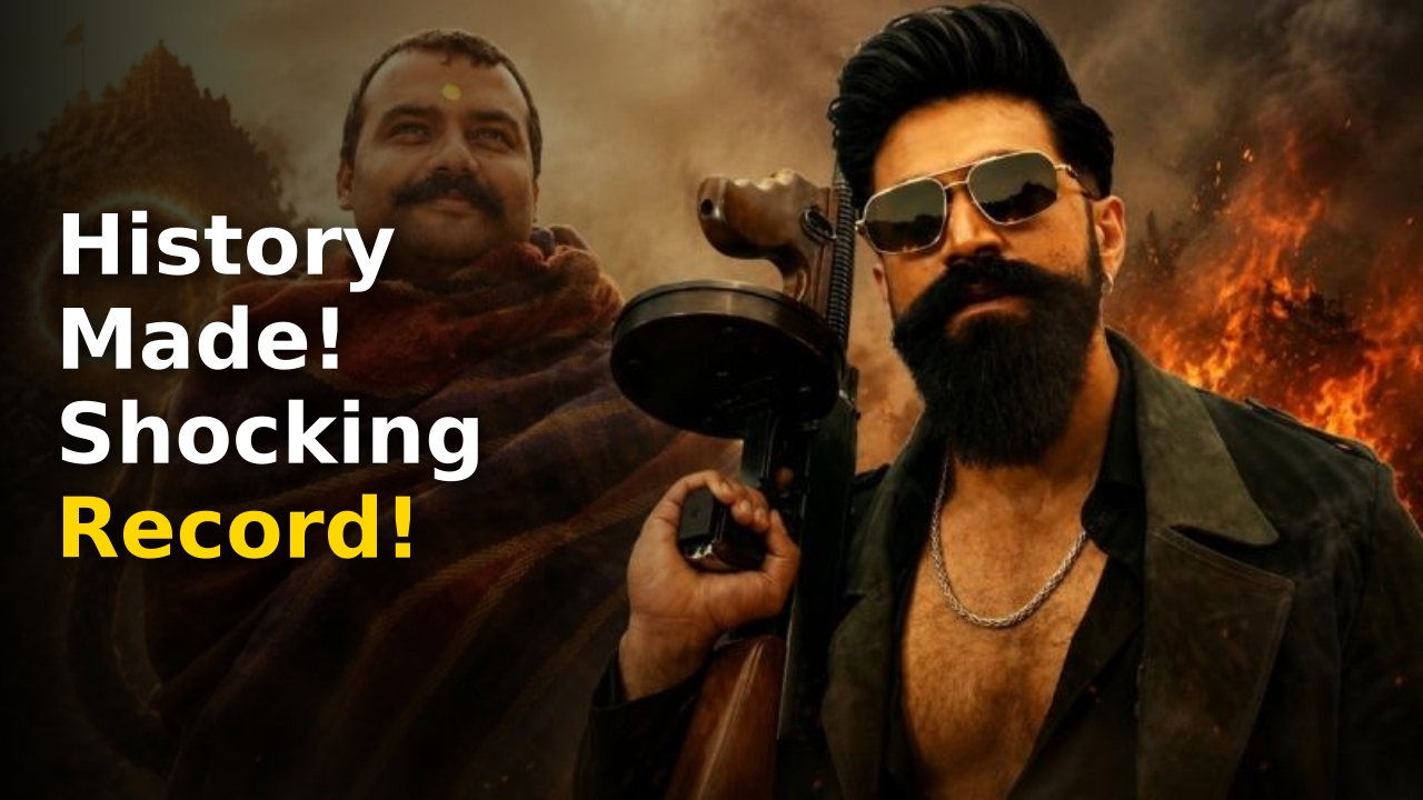 Dramatic Hanu-Man box office performance graphic showing the film surpassing massive competition