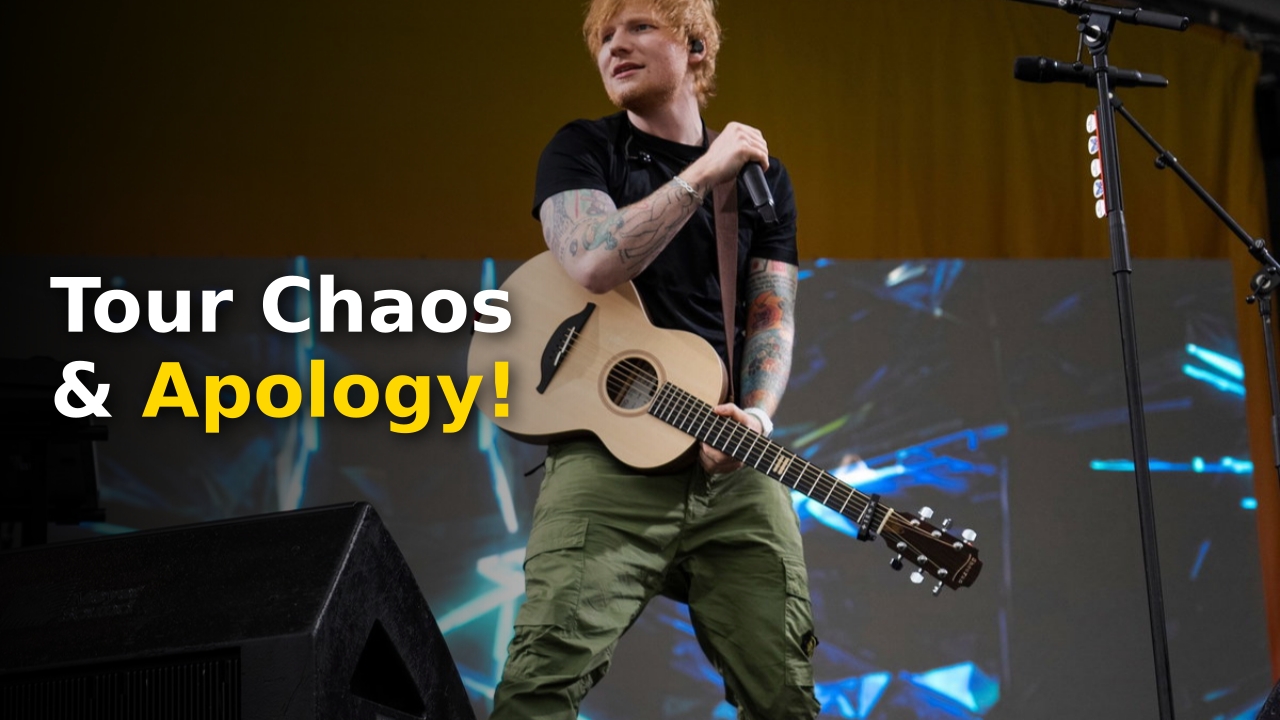 Ed Sheeran looking emotional on stage during the Ed Sheeran Philadelphia 2026 tour performance