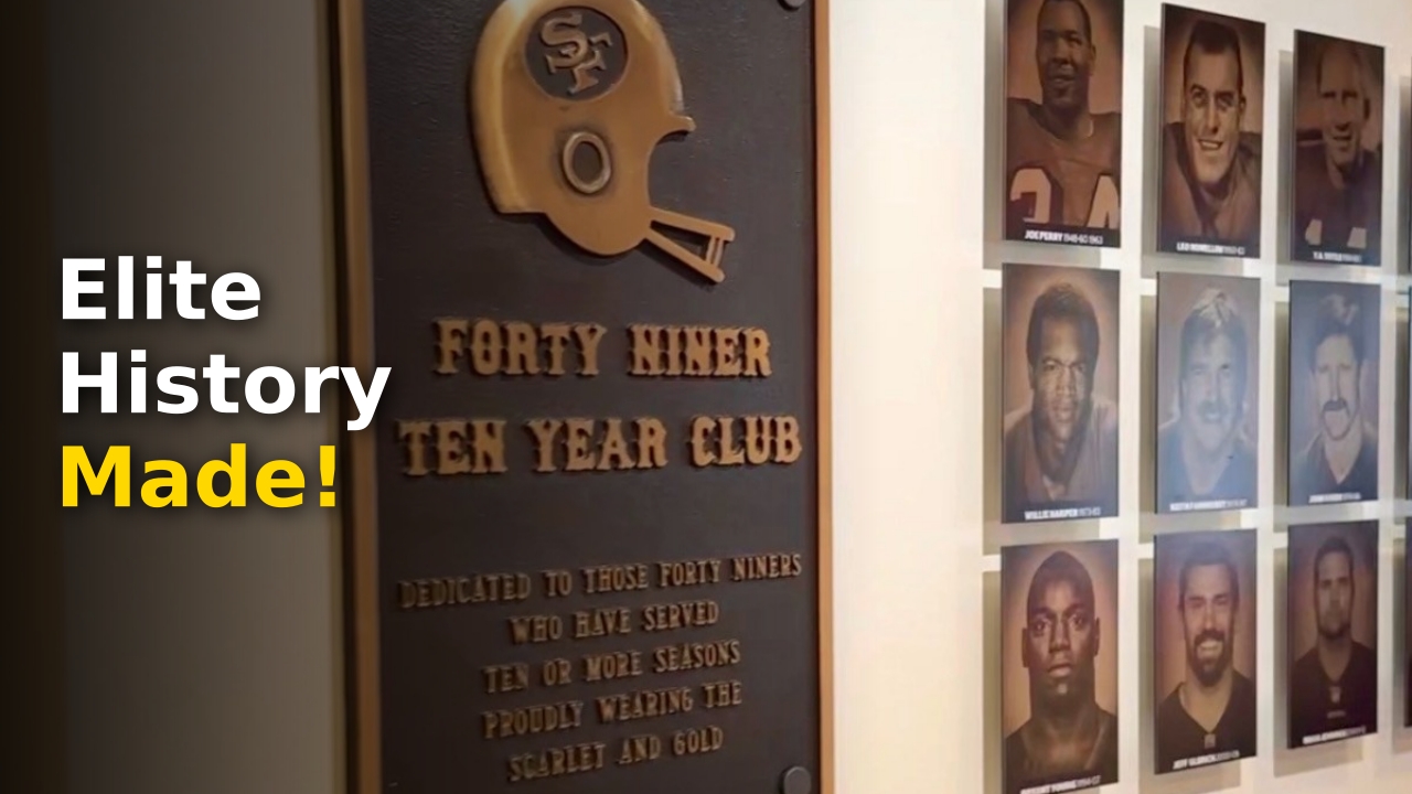 George Kittle and Kyle Juszczyk being honored for joining the 49ers 10-Year Club in 2026