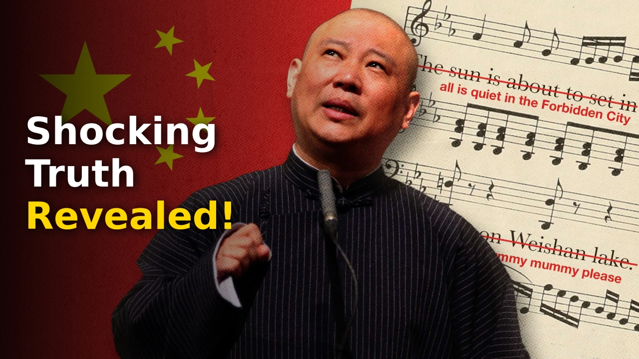 Guo Degang performing on stage during the controversial Wuhan event