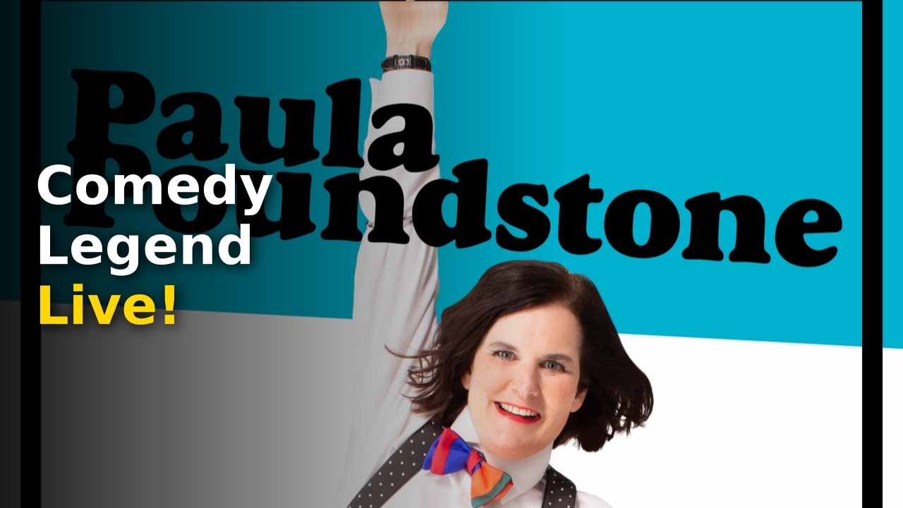 Iconic comedian Paula Poundstone performing at a professional theater venue