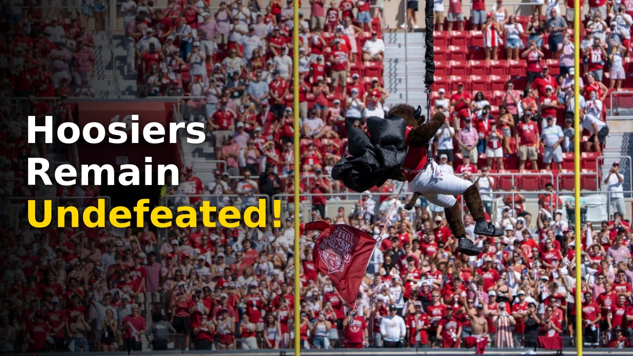 Indiana-Western Kentucky football score broadcast graphics from Memorial Stadium