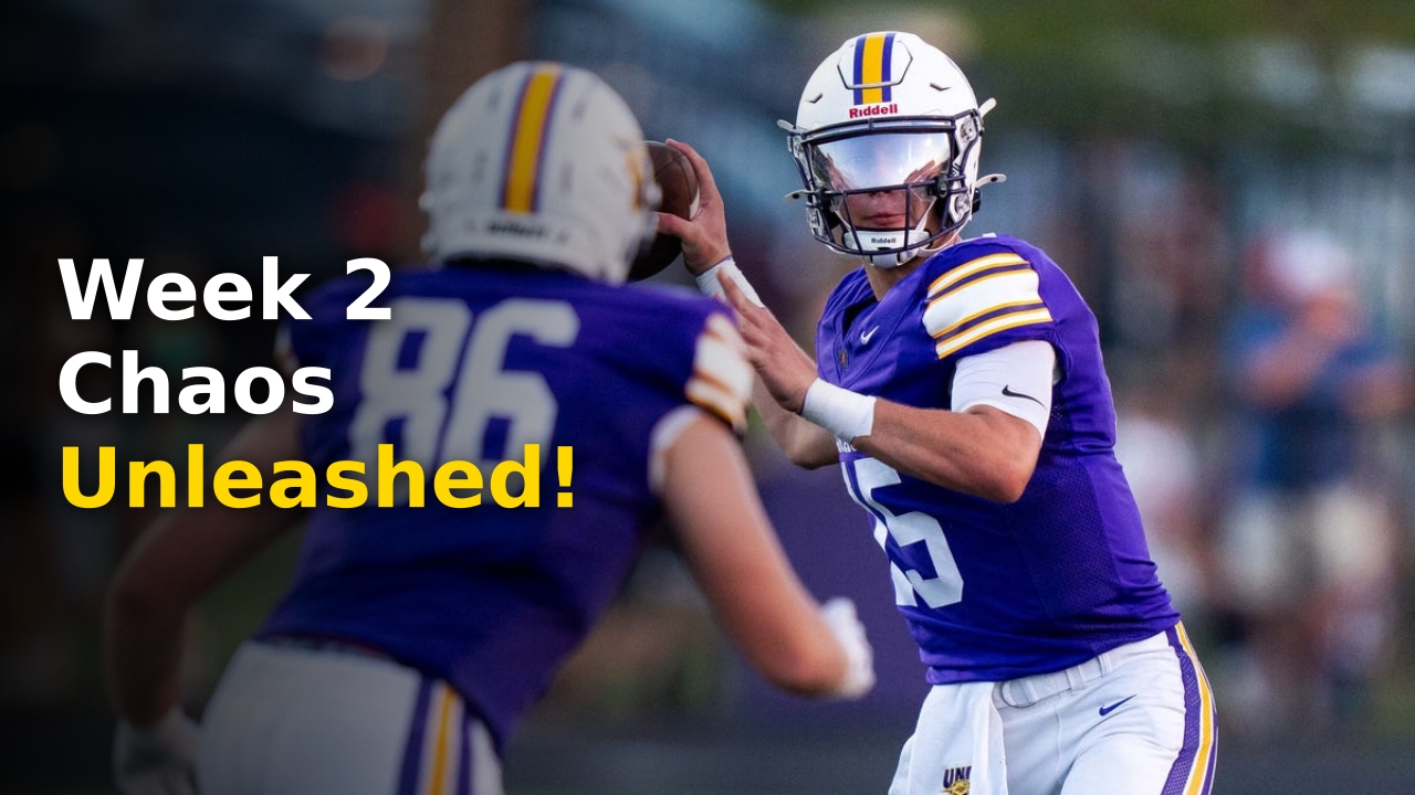 Iowa high school football team celebrating a touchdown during a 2026 Friday night game