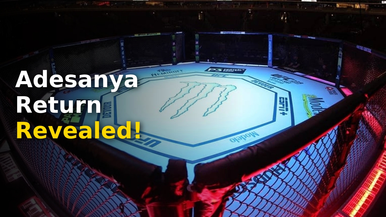 Israel Adesanya looking intense inside the UFC octagon