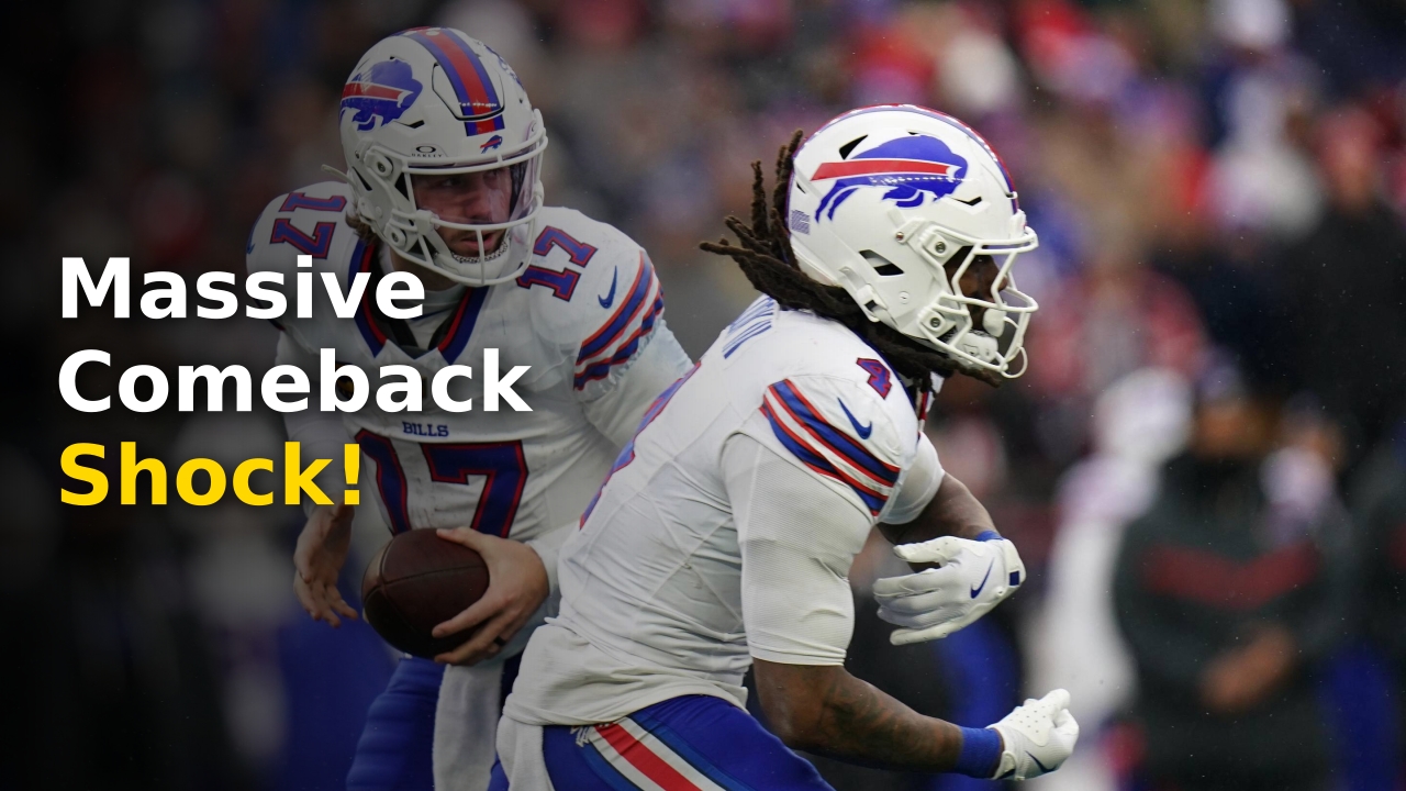 Josh Allen pointing at the line of scrimmage during a game featured on the Buffalo Bills 2026 Schedule