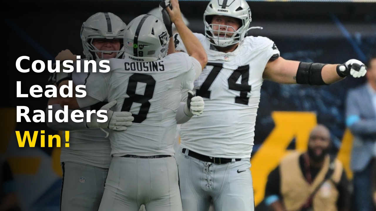 Kirk Cousins celebrating a touchdown for the Las Vegas Raiders