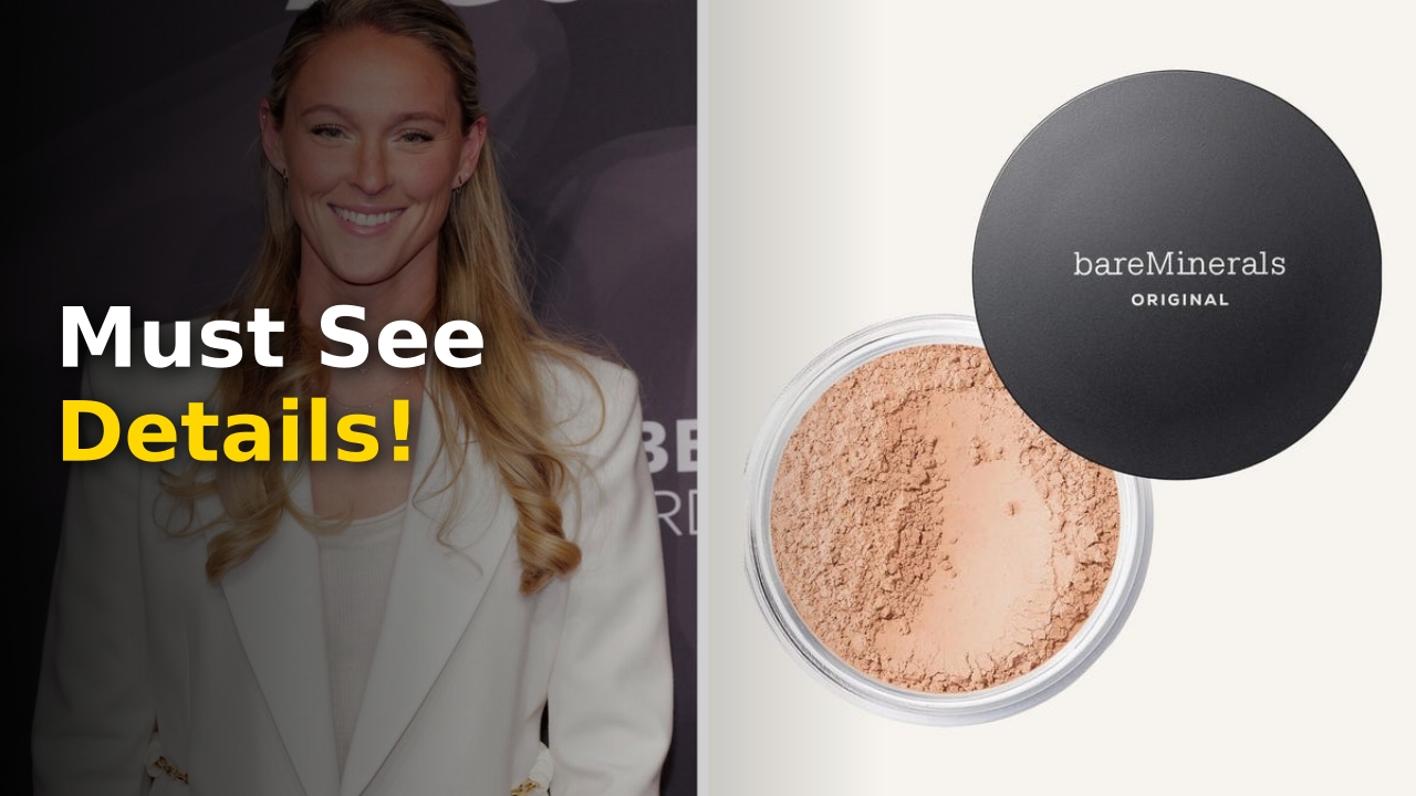 Kylie Kelce BareMinerals foundation product packaging and makeup brush