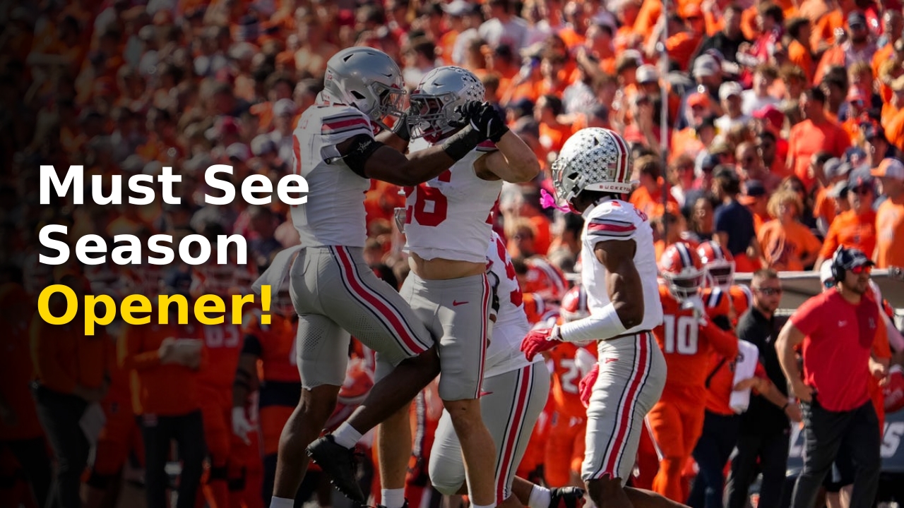 Ohio State football game Buckeyes taking the field in Columbus