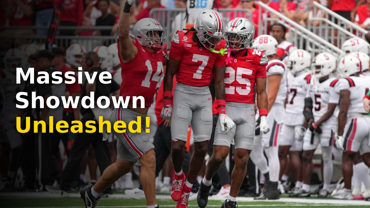 Ohio State vs Texas kickoff matchup banner featuring Ryan Day and Steve Sarkisian