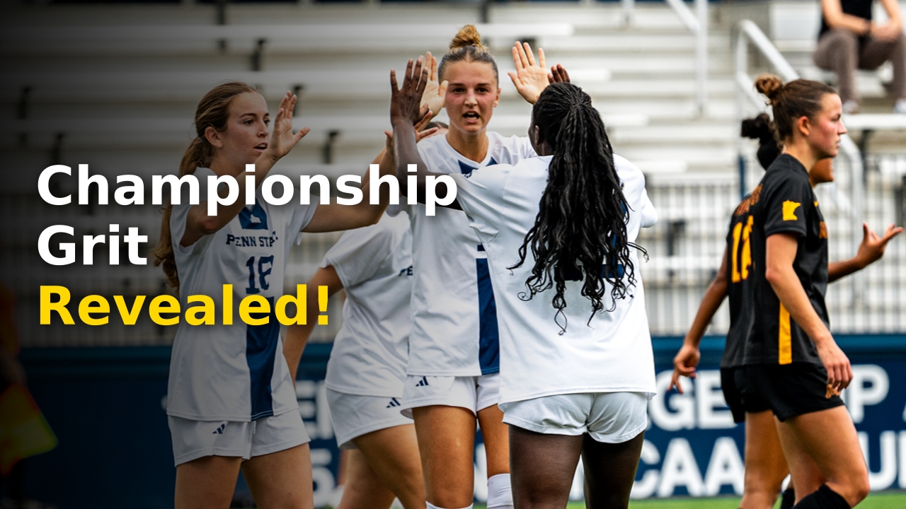 Penn State Women's Soccer team celebrating a goal during the 2026 Big Ten opener at Jeffrey Field