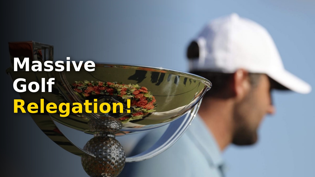 PGA Tour Championship Series trophy and leaderboard display