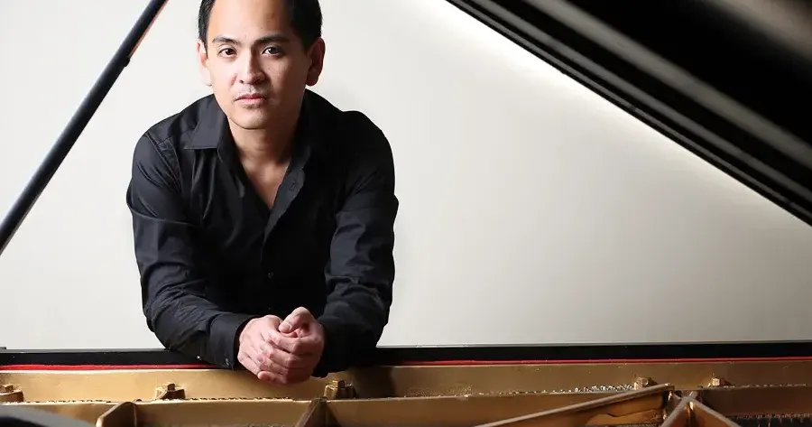 Pianist Victor Asuncion during a professional recital for the Piatigorsky Foundation