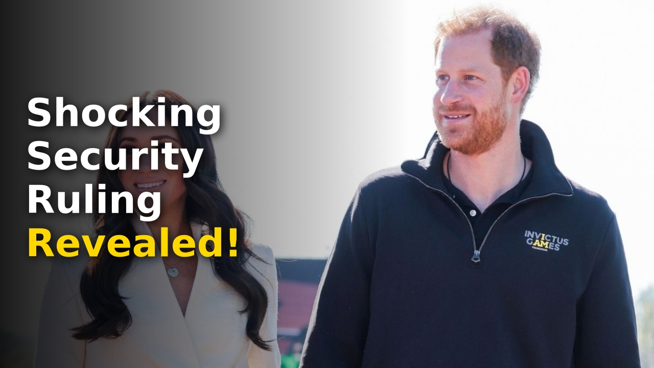 Prince Harry and Meghan Markle looking serious during a public appearance in 2025