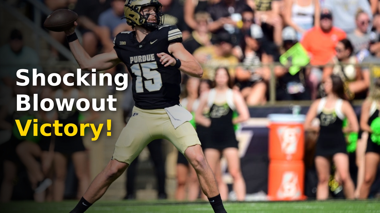 Purdue Boilermakers players celebrating a touchdown during the game against Indiana State