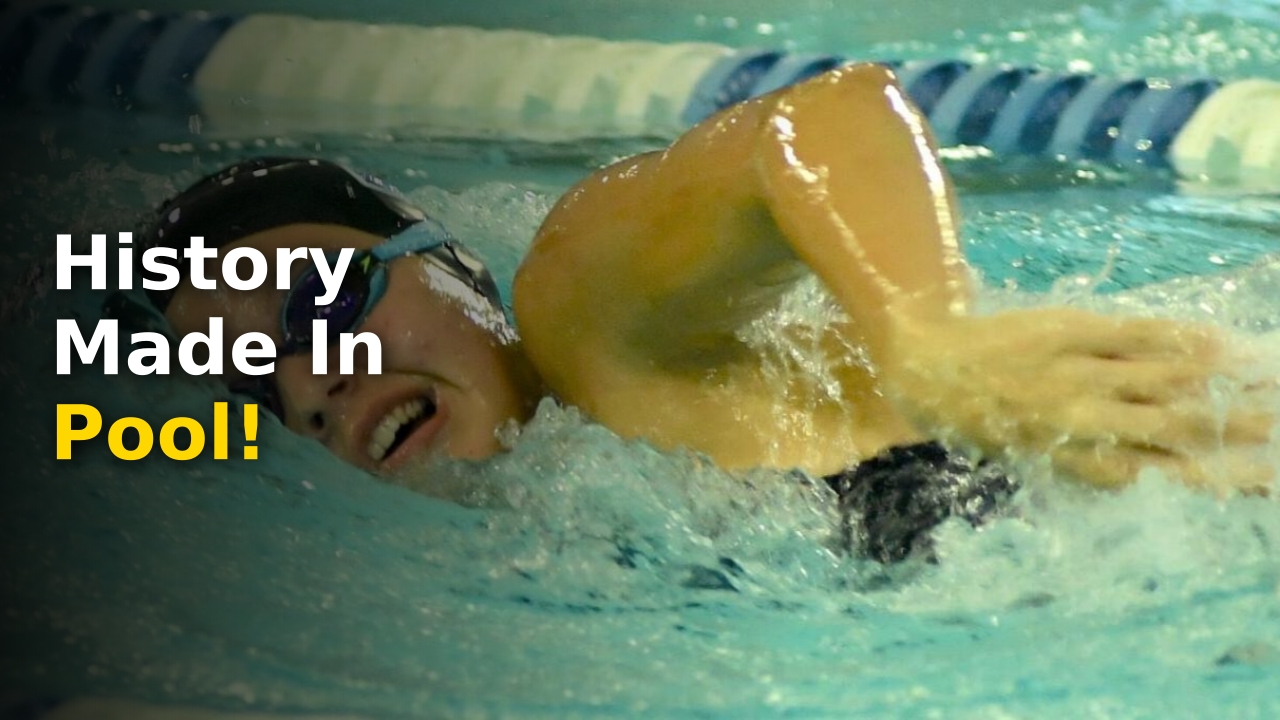 Raelyn Warnecke swimming during the record-breaking backstroke race