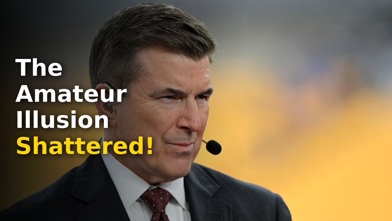 Rece Davis College Football broadcast desk explaining collegiate athletic structural changes