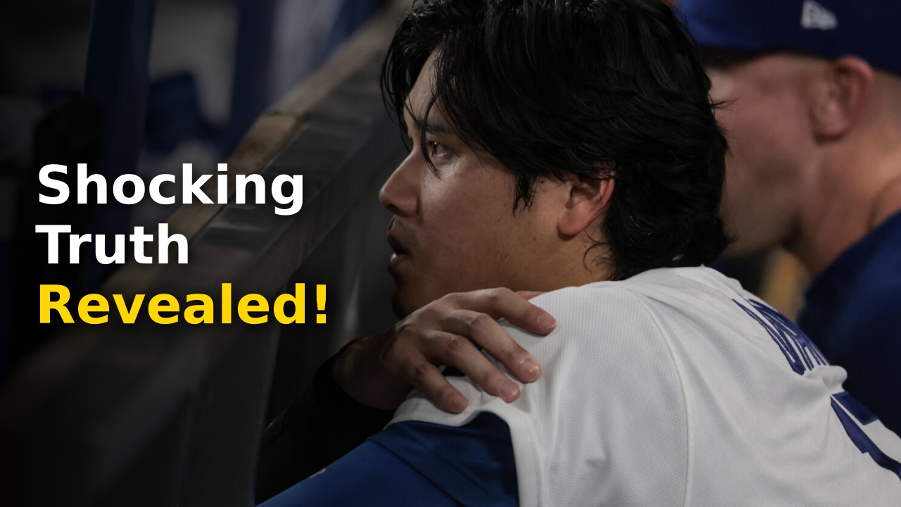 Shohei Ohtani in a Dodgers uniform looking focused on the field