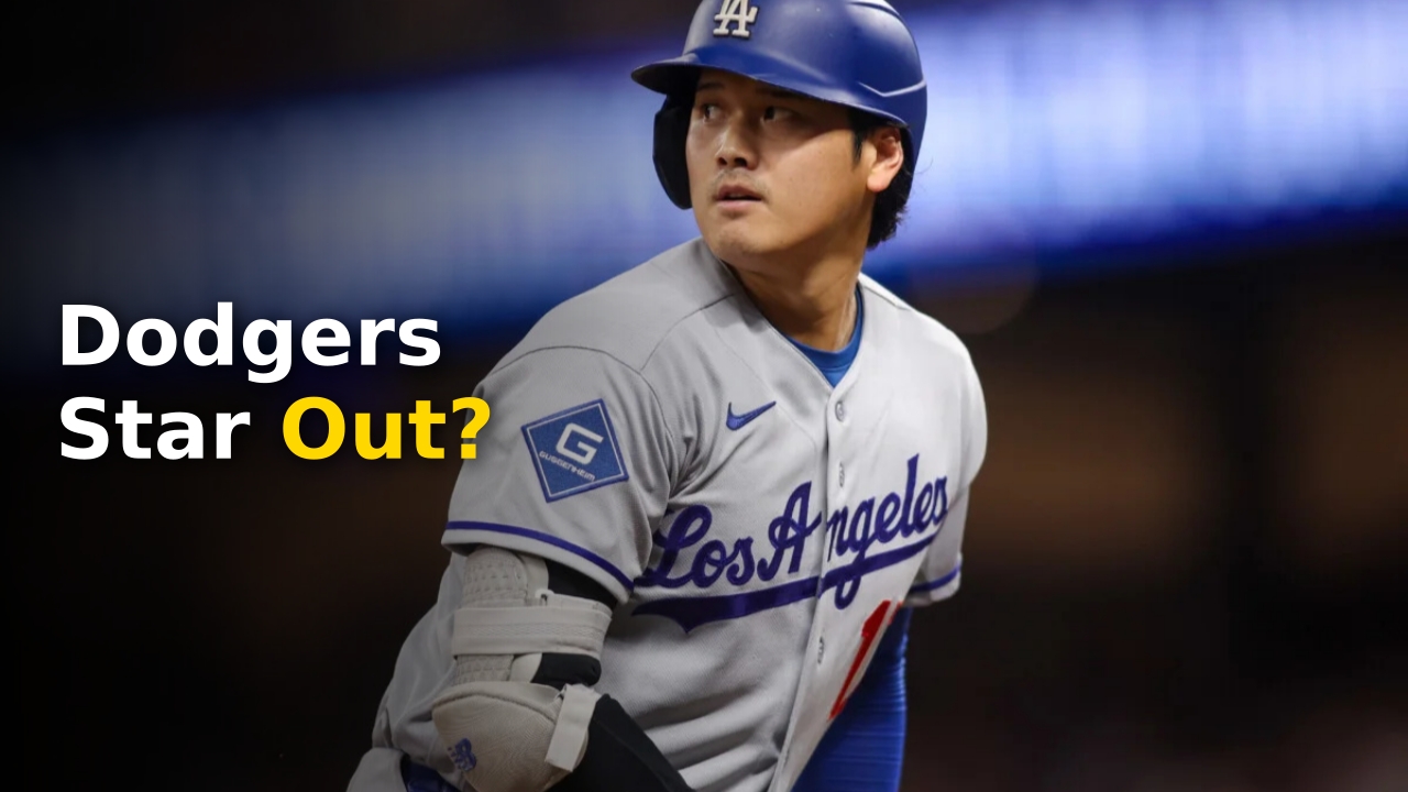 Shohei Ohtani injury update headline graphic featuring Dodgers star