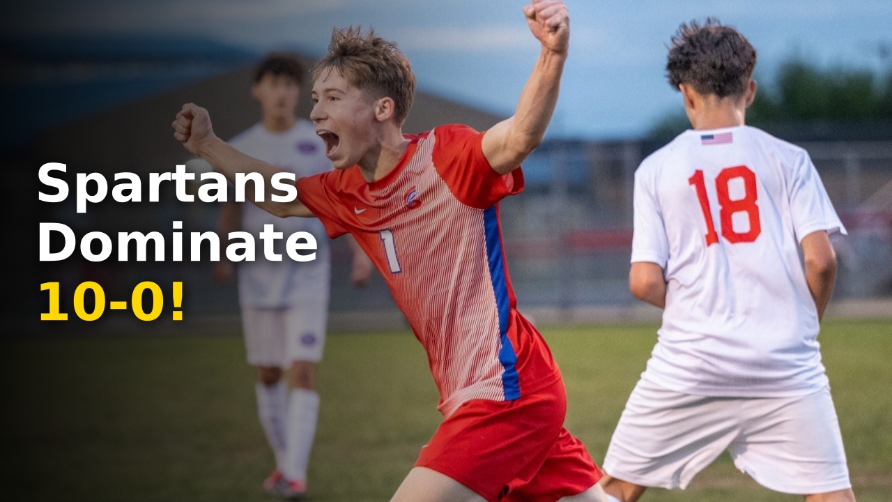 Southwestern Spartans soccer team celebrating victory in Spartans vs Owen Valley 2024 game