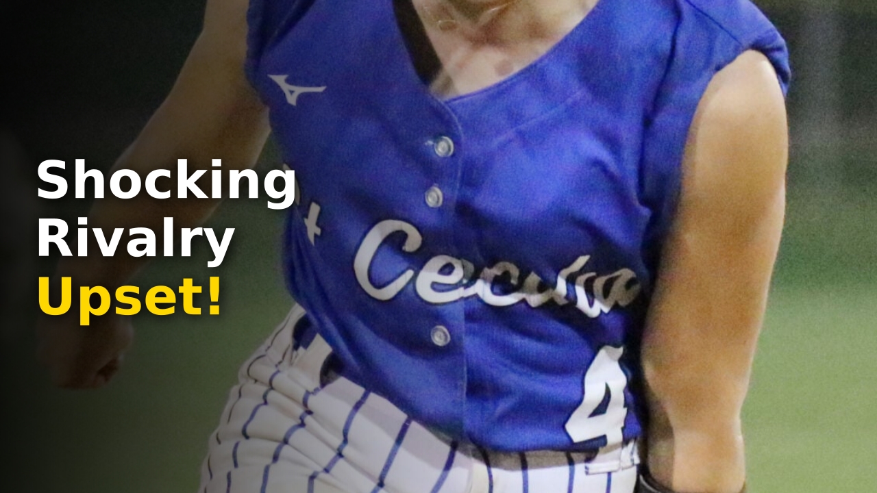 St. Cecilia players celebrating as the Hawkettes out-slug Adams Central