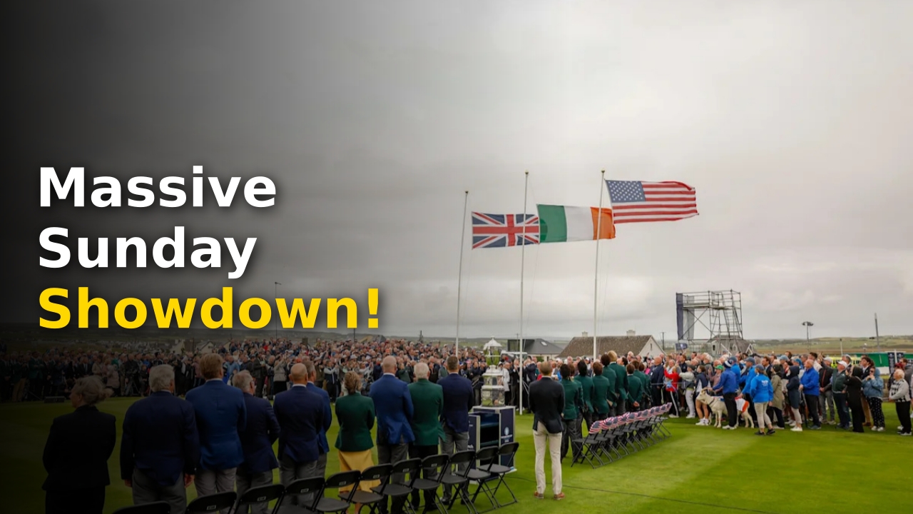 The 2026 Walker Cup trophy sitting on the first tee at Lahinch