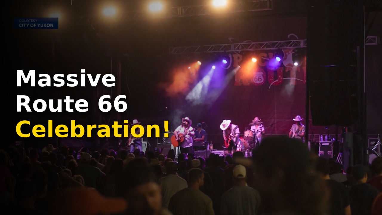 The city of Yukon celebrating the Route 66 centennial with live music and festive crowds