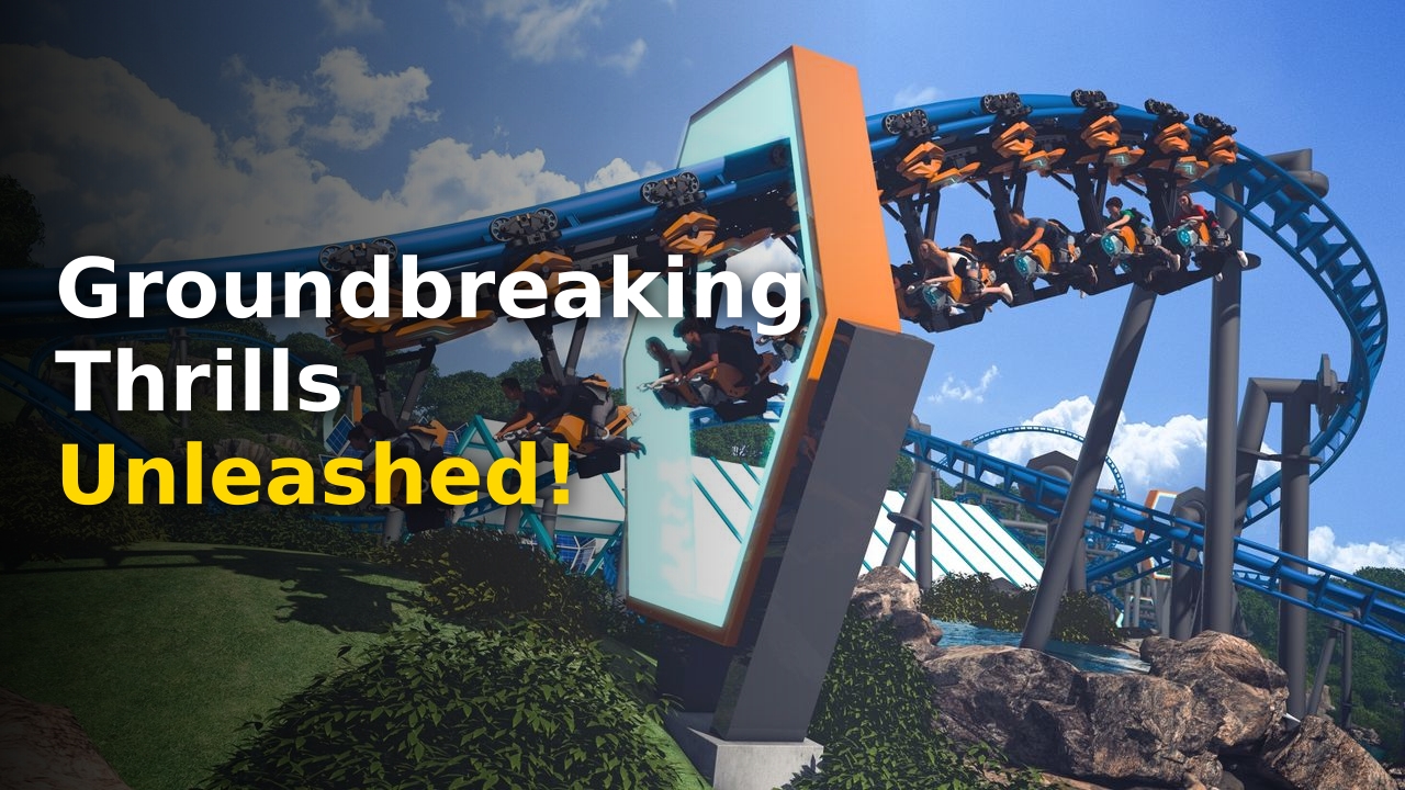 The concept rendering of the new Six Flags Thrill Glider flying bike roller coaster scheduled for 2027