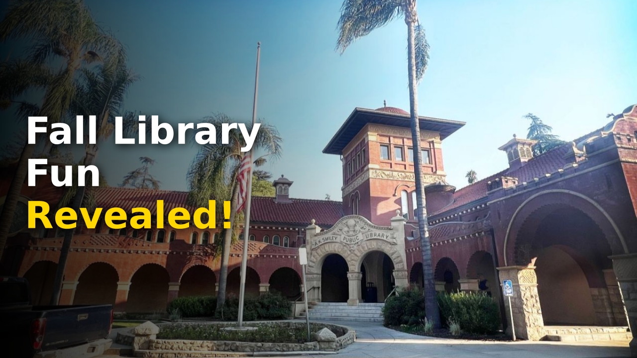 The exterior of the historic A.K. Smiley Library during the A.K. Smiley Library fall events 2026 season