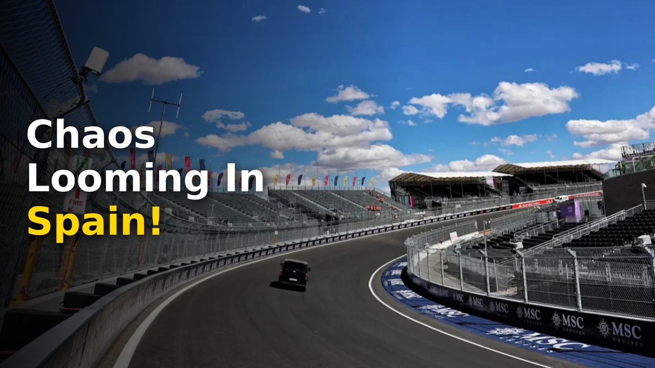 The fast banked La Monumental corner at the new Madrid GP street circuit where red flags safety concerns are rising