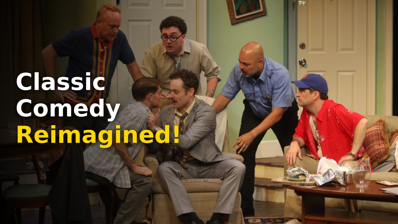 The lead actors of the Legacy Theatre Odd Couple 2026 production in character at the Branford venue