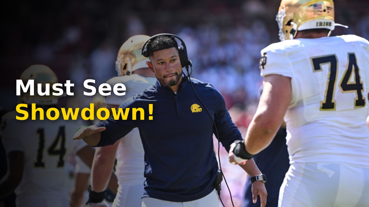 The Notre Dame vs Wisconsin 2026 game banner at Lambeau Field