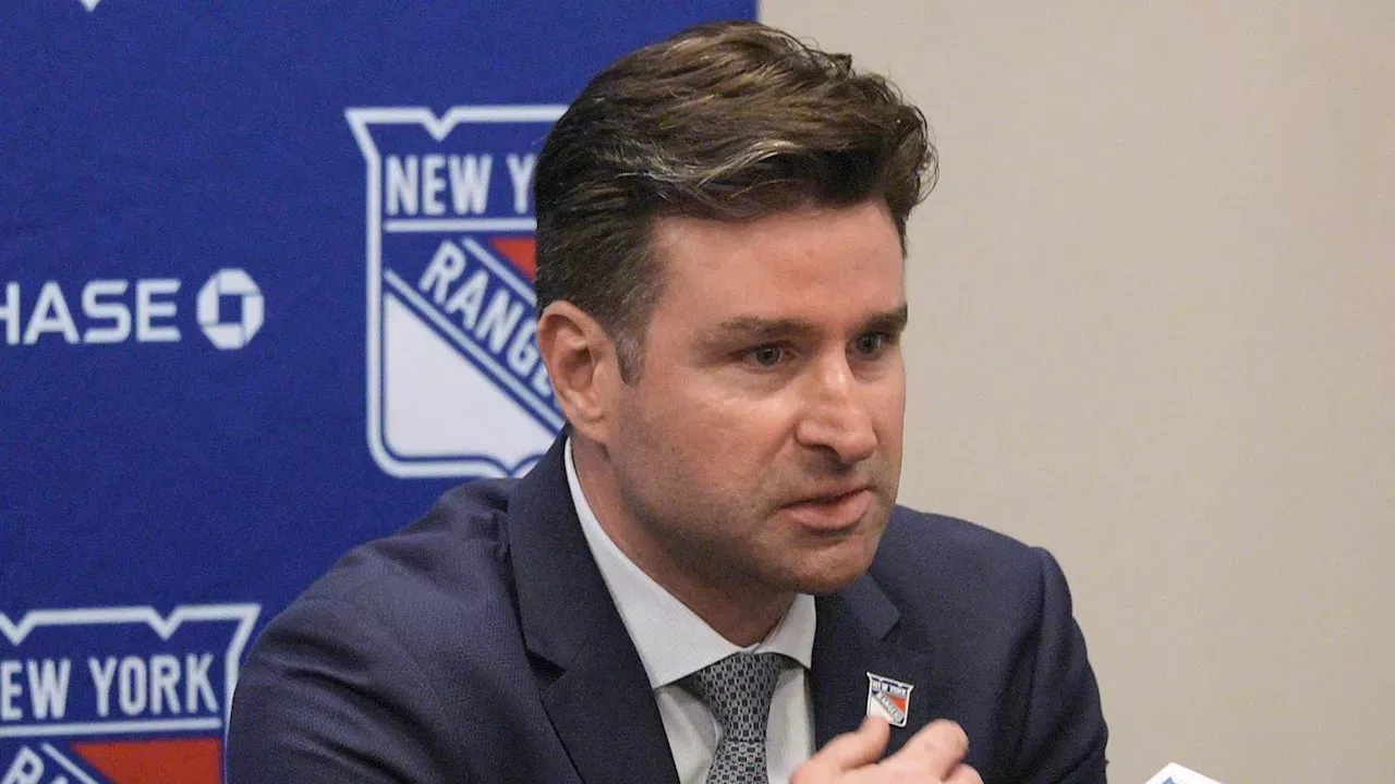 The NY Rangers 2026-27 roster at center ice during practice