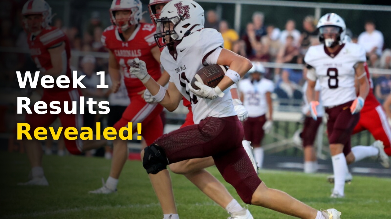 The scoreboard showing the final results of the Football Roundup: Comets win, Otters lose game.