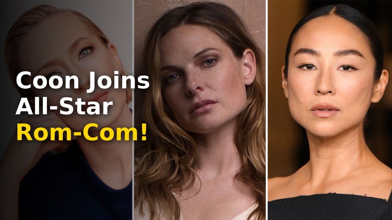 The star-studded Honeymoon Funeral Cast featuring Carrie Coon, Greta Lee, and Rebecca Ferguson in a modern romantic comedy