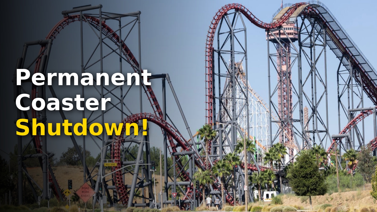 The X2 roller coaster at Six Flags Magic Mountain during the Six Flags X2 Closure announcement