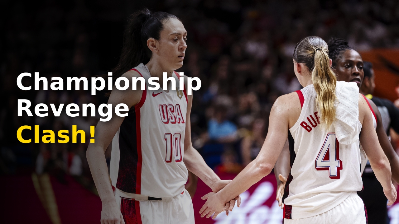 USA vs France FIBA 2026 women's basketball gold medal matchup banner