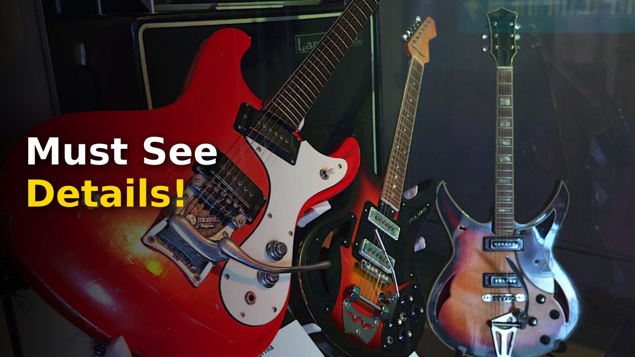 Vintage electric guitar displayed at the local guitar heroes exhibit