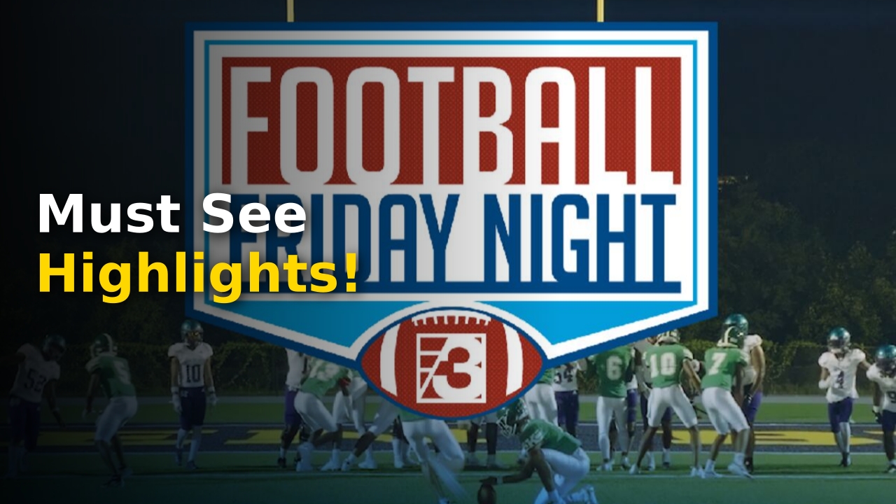WBTV Football Friday Night broadcast graphic featuring high school football action