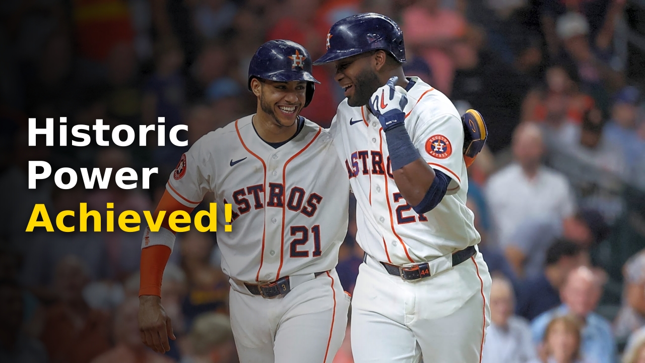 Yordan Alvarez celebrating after hitting his 40th home run of the season