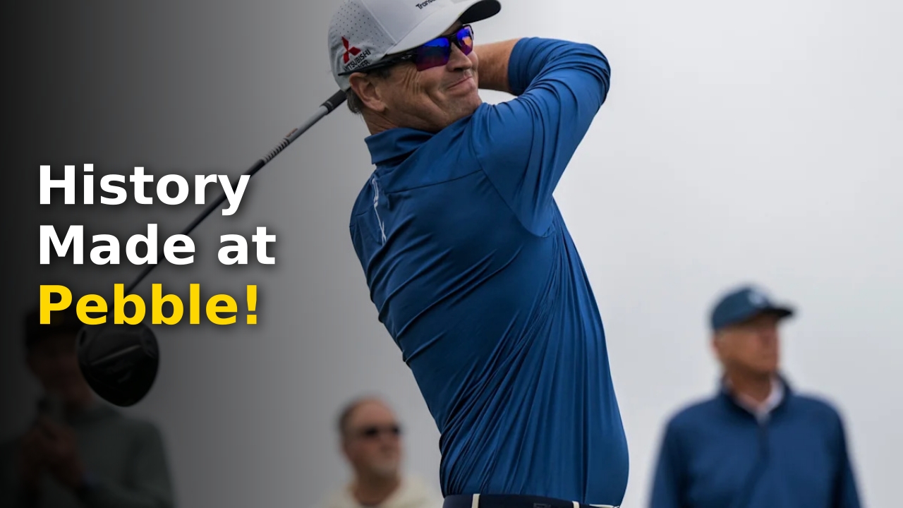 Zach Johnson celebrating his win at the 2024 Pure Insurance Championship at Pebble Beach
