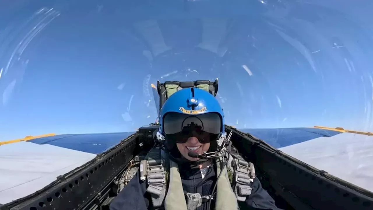 Blue Angels Fleet Week 2026 jet performing a vertical climb over the Golden Gate Bridge