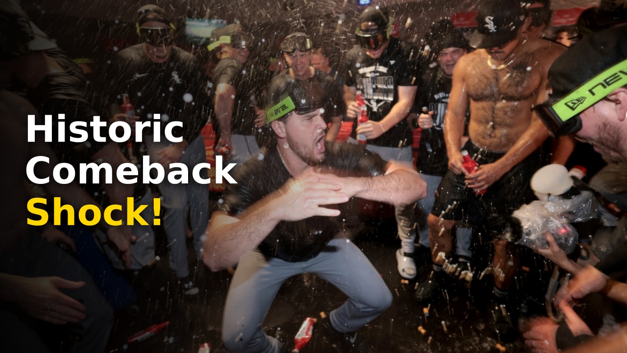 Chicago White Sox Postseason players celebrating a dramatic walk-off victory in the playoffs