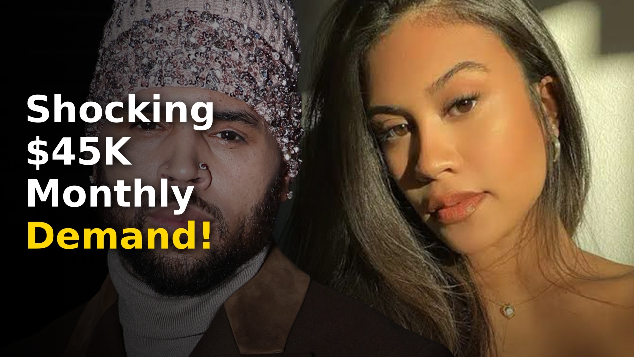 Chris Brown Child Support headline with image of Diamond Brown and daughter Lovely