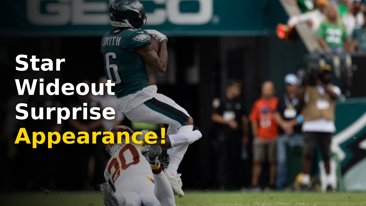 DeVonta Smith appearing at a McDonald's promotional event for Eagles fans